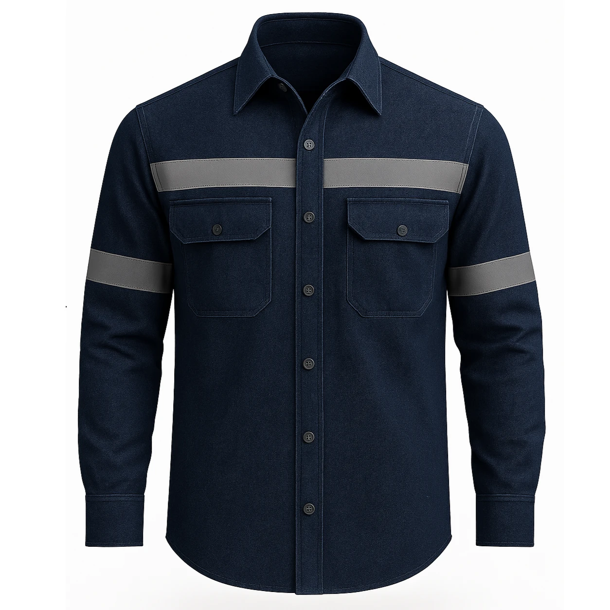 Camisa Industrial de Denim 5 oz con Cintas Reflectivas